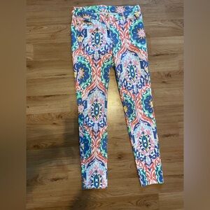 J. McLaughlin Red and Blue Trousers with floral Print Lexi